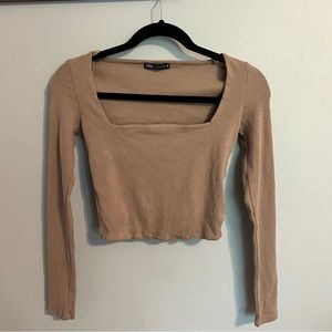 Zara long sleeve sleeve ribbed crop top size medium